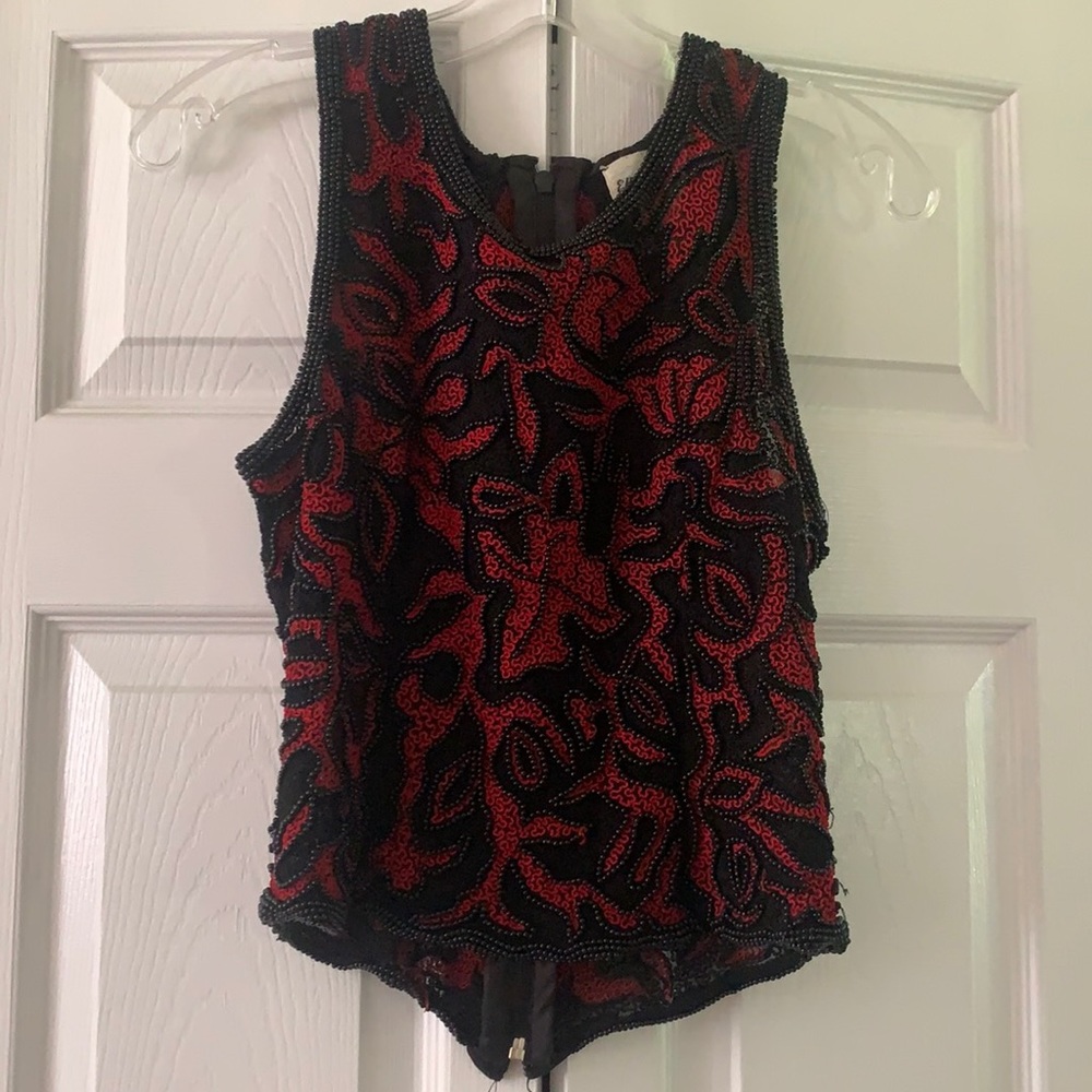 Vintage Black and Red Beaded Tank